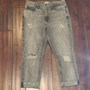 Good American Distressed Gray Women's Cropped Jeans Size 8/29